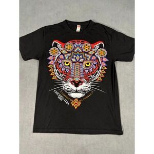 Comfort T Shirt Mens M Black Jaguar Huichol Chichen Itza Messico Graphic Cotton